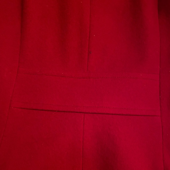 SOLD: Rich Red Italian Wool Fleurette Pea Coat - Picture 4 of 8